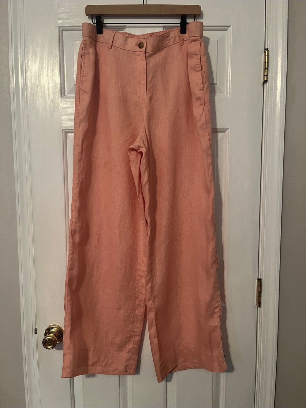 J. Crew Peach Wide-Leg Linen Blend Pants